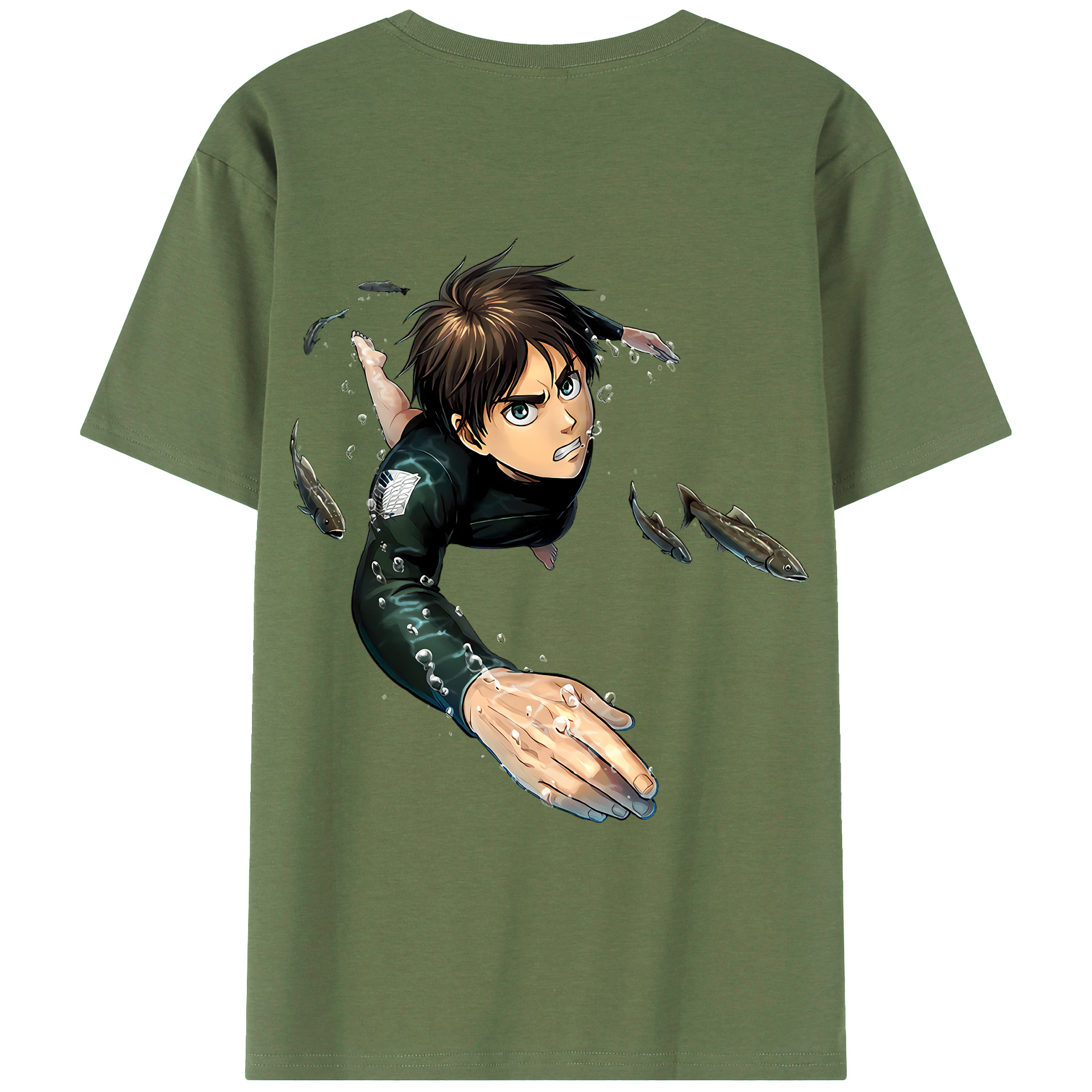 （画像用） 進撃の巨人 エレン･イェーガー Attack on Titan Eren Jäger 綿100％ メンズ半袖Tシャツ（バックプリント） 通気性